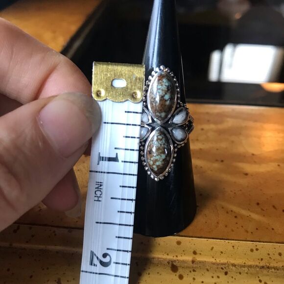 White Buffalo Blue Turquoise Sterling Silver Ring Size 6 - Picture 5 of 10